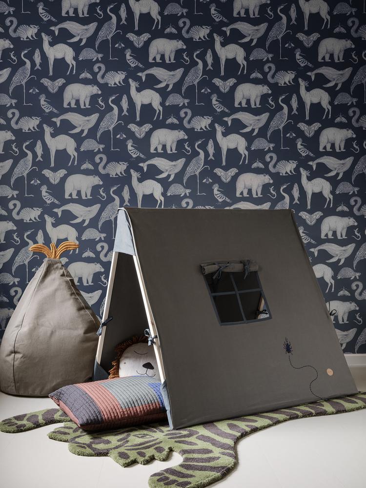 media image for Tent with Beetle Embroidery in Dark Olive by Ferm Living 262