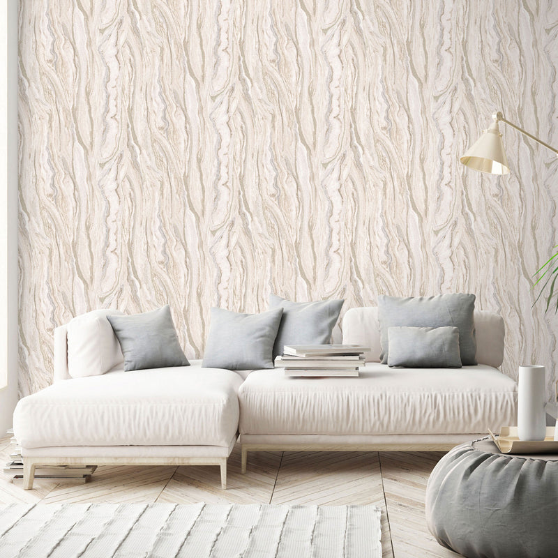 media image for Marble Wallpaper in Blush/Gold from the ELLE Decoration Collection by Galerie Wallcoverings 24