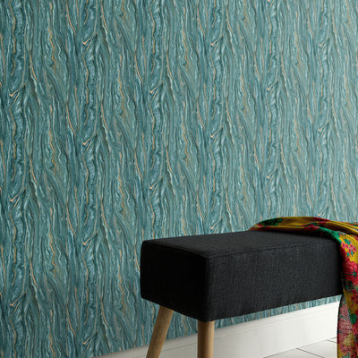 product image for Marble Wallpaper in Teal/Gold from the ELLE Decoration Collection by Galerie Wallcoverings 39