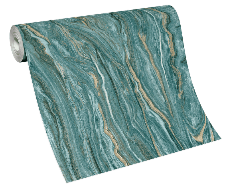 media image for Marble Wallpaper in Teal/Gold from the ELLE Decoration Collection by Galerie Wallcoverings 294