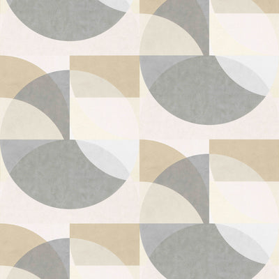 product image of Geometric Circle Graphic Wallpaper in Mustard/Grey/Beige from the ELLE Decoration Collection by Galerie Wallcoverings 548