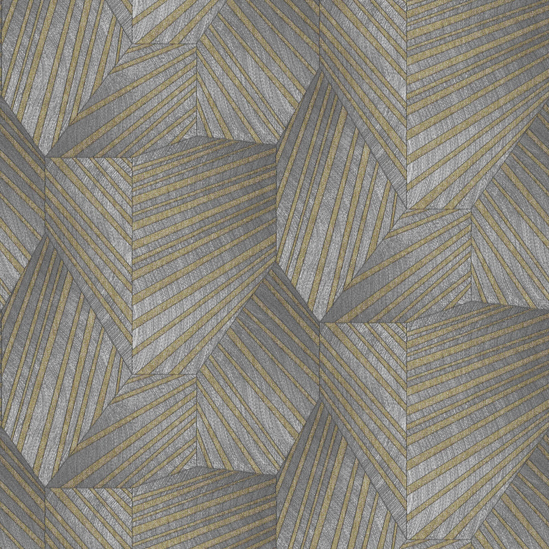 Shop Sample Geometric D Triangle Wallpaper in Grey/Gold from the ELLE ...