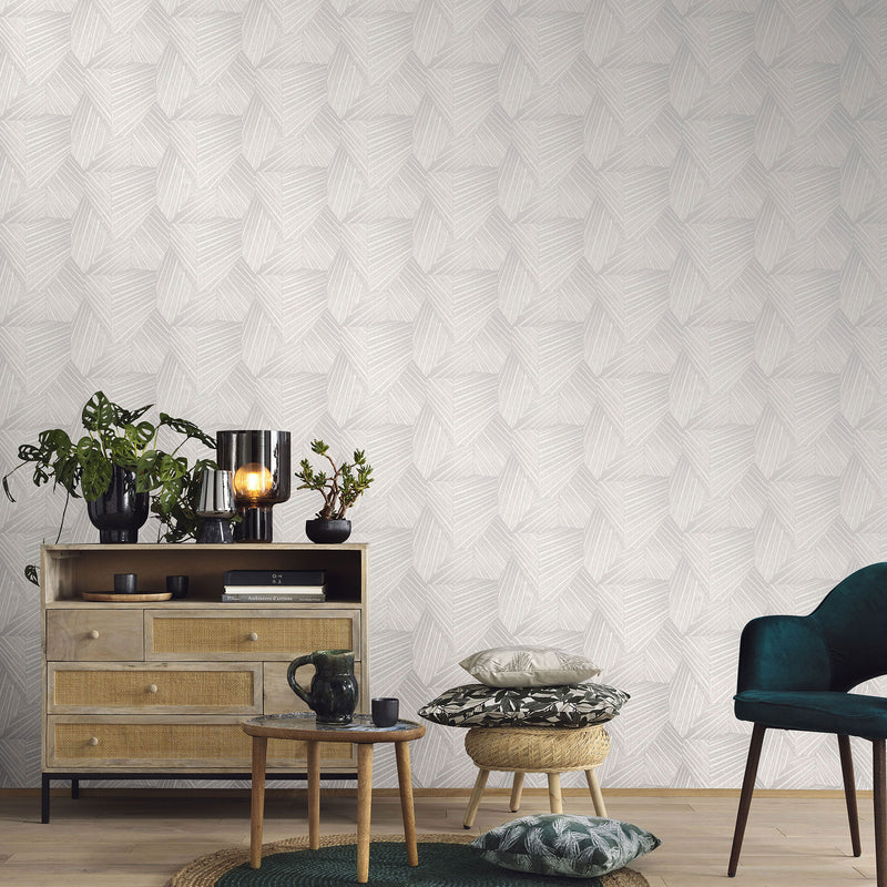 media image for Geometric D Triangle Wallpaper in Light Grey/Cream from the ELLE Decoration Collection by Galerie Wallcoverings 213