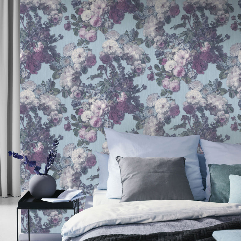 media image for Floral Baroque Wallpaper in Teal/Pink/Green from the ELLE Decoration Collection by Galerie Wallcoverings 273