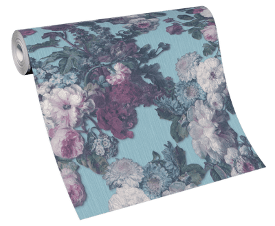 product image for Floral Baroque Wallpaper in Teal/Pink/Green from the ELLE Decoration Collection by Galerie Wallcoverings 90