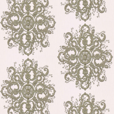 product image of sample baroque damask wallpaper in gold cream from the elle decoration collection by galerie wallcoverings 1 517