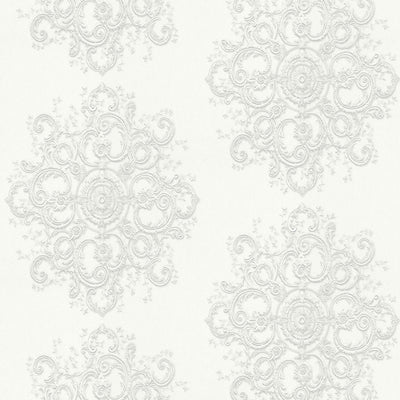 product image for Baroque Damask Wallpaper in Cream/Light Silver from the ELLE Decoration Collection by Galerie Wallcoverings 46