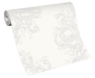 product image for Baroque Damask Wallpaper in Cream/Light Silver from the ELLE Decoration Collection by Galerie Wallcoverings 90
