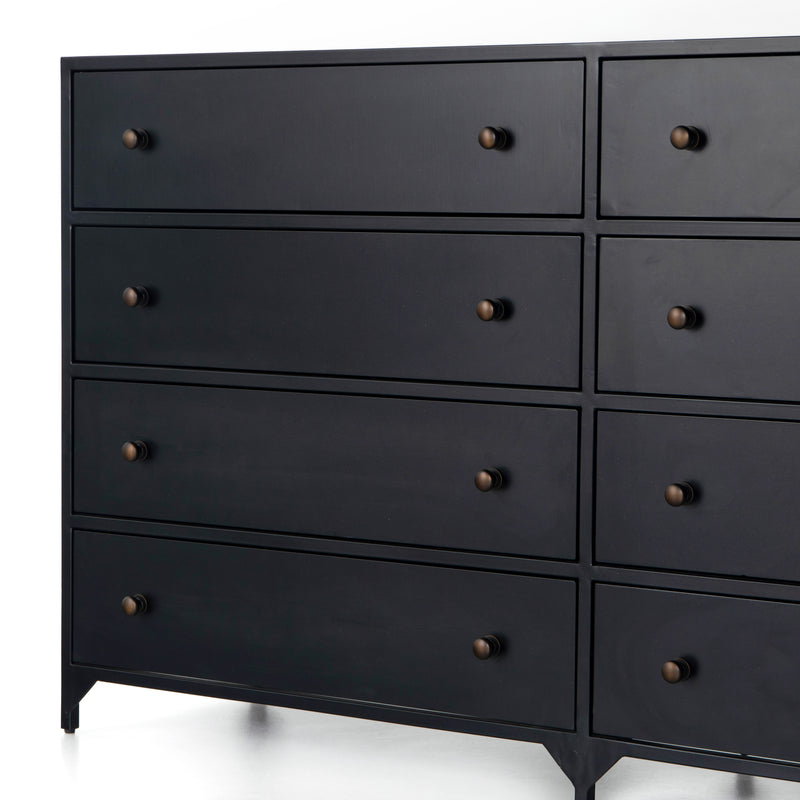 media image for belmont 8 drawer metal dresser in dark metal 10 256