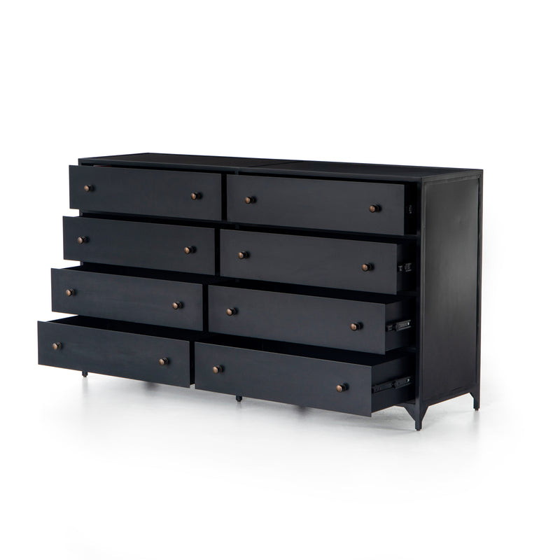 media image for belmont 8 drawer metal dresser in dark metal 4 285