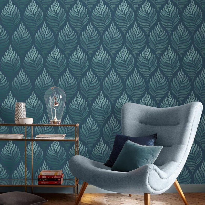 media image for Botanica Teal Wallpaper from the Exclusives Collection by Graham & Brown 285