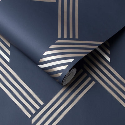 product image for Vector Navy Gold Wallpaper from the Exclusives Collection by Graham & Brown 81