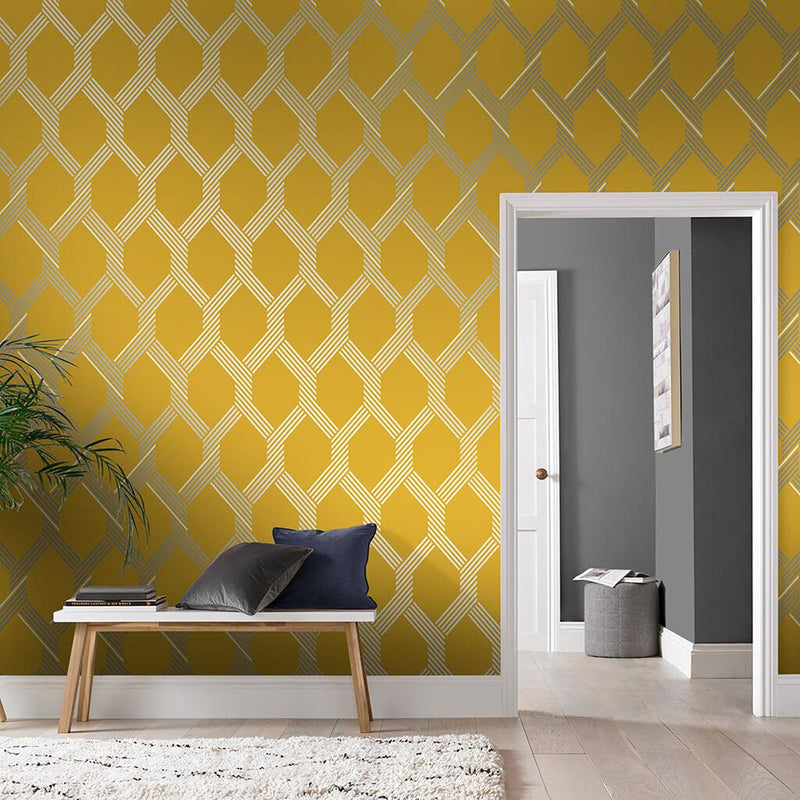 media image for Vector Lemon Silver Wallpaper from the Exclusives Collection by Graham & Brown 224