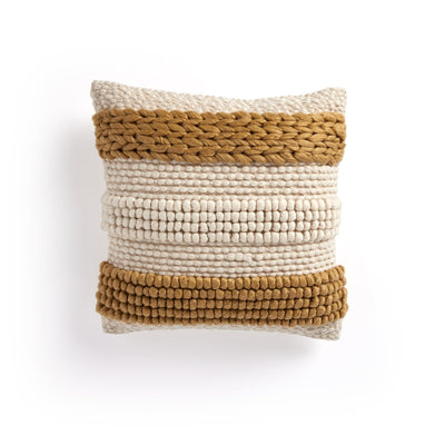 product image of textured stripe pillow set ochre white by bd studio 106840 006 1 527