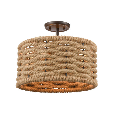 product image of Weaverton 2-Light Semi Flush Mount in Oil Rubbed Bronze with Rope by BD Fine Lighting 549