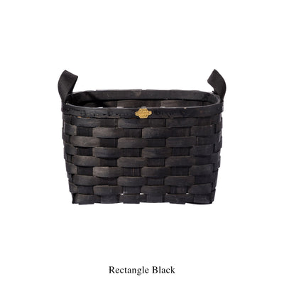 product image for wooden basket black rectangle design by puebco 3 77