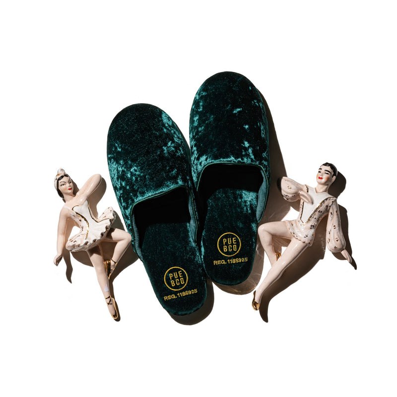 media image for velvet slipper small green design by puebco 2 257