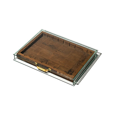 product image for glass display case with vintage drawer 3 50