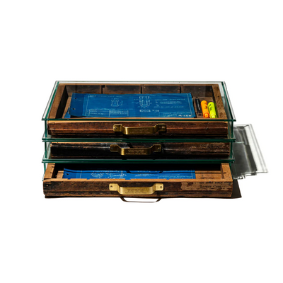 product image for glass display case with vintage drawer 2 33