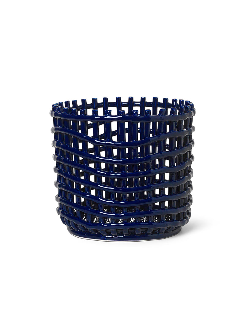 media image for Ceramic Basket - Blue by Ferm Living 232