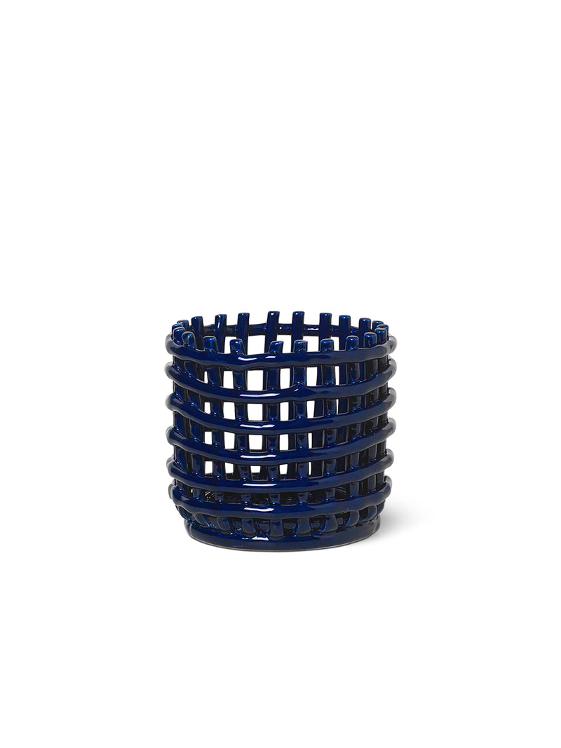 media image for Ceramic Basket - Blue by Ferm Living 280