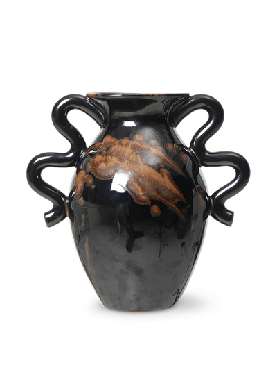 product image for Verso Table Vase - Black with Brown Splash 66