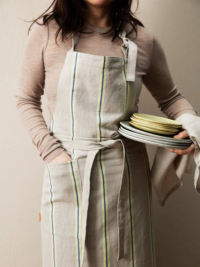 product image for Hale Yarn-Dyed Apron -Oyster/Lemon/Bright Blue 2 56