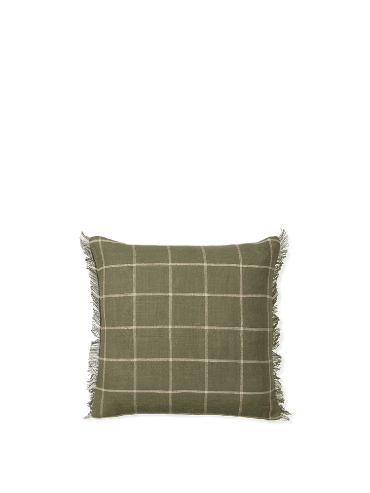 media image for Calm Cushion - Checked in Olive/Off-white 275