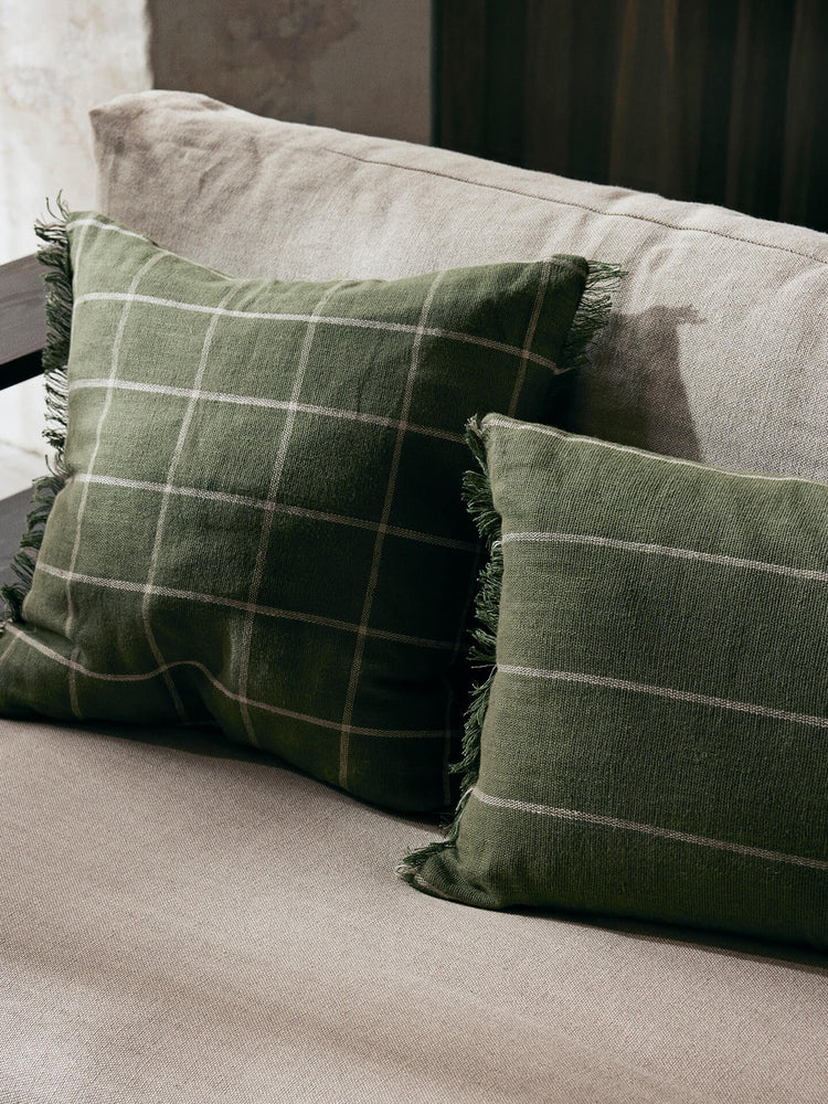 media image for Calm Cushion - Checked in Olive/Off-white Room1 239