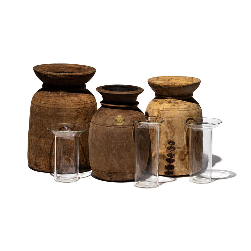 media image for Vintage Wooden Vase with Glass Cylinder 3 242
