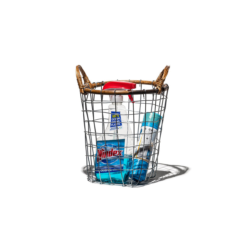 media image for rattan top wire basket small design by puebco 1 292