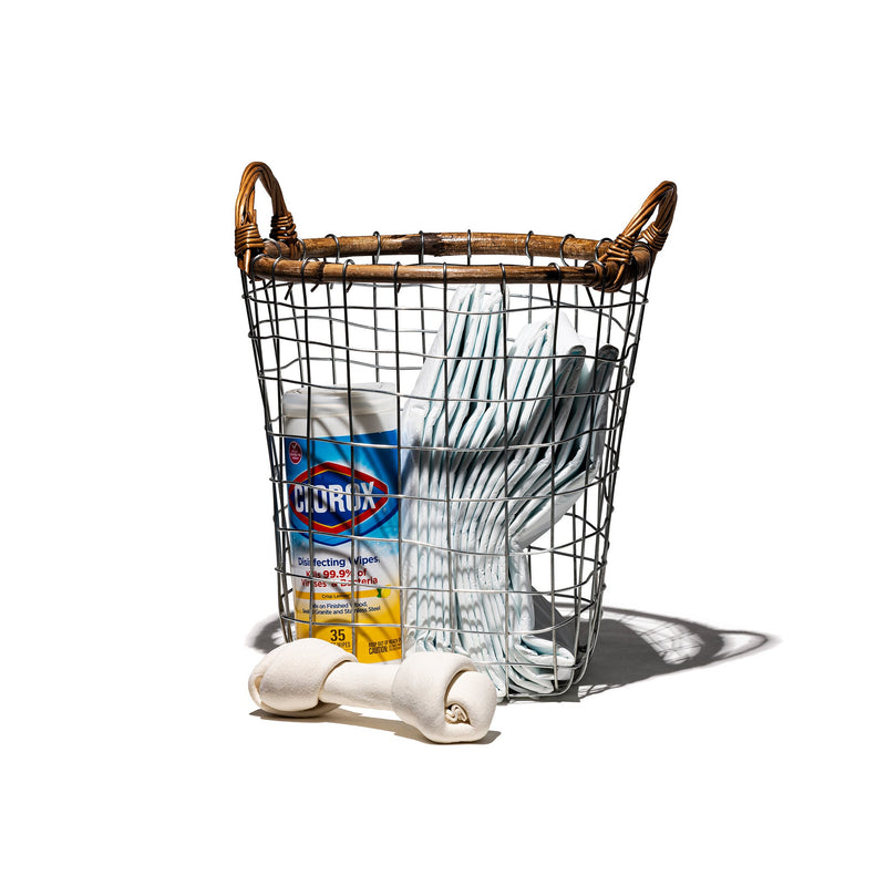 media image for rattan top wire basket medium design by puebco 1 20