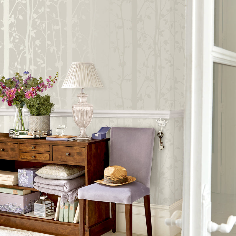 media image for Laura Ashley Cottonwood Pearlescent White Wallpaper by Graham & Brown 218