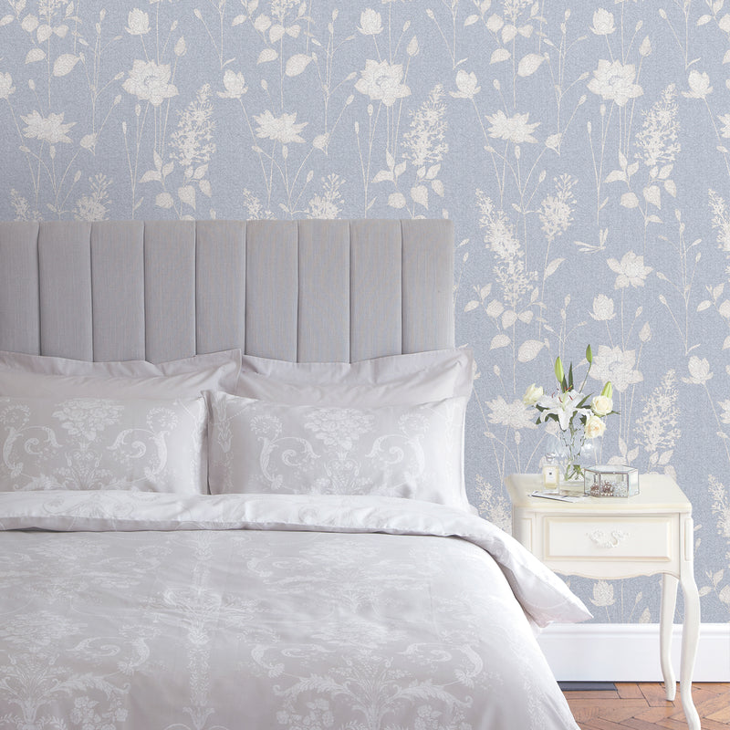 media image for Laura Ashley Dragonfly Garden Chalk Blue Wallpaper by Graham & Brown 296