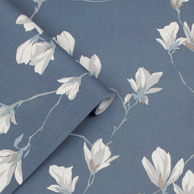product image for Laura Ashley Magnolia Grove Dusky Seaspray Wallpaper by Graham & Brown 79