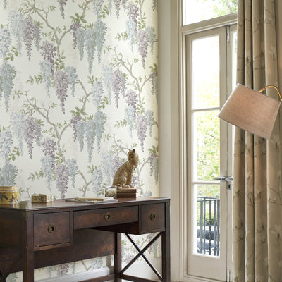 product image for Laura Ashley Wisteria Garden Pale Iris Wallpaper by Graham & Brown 56