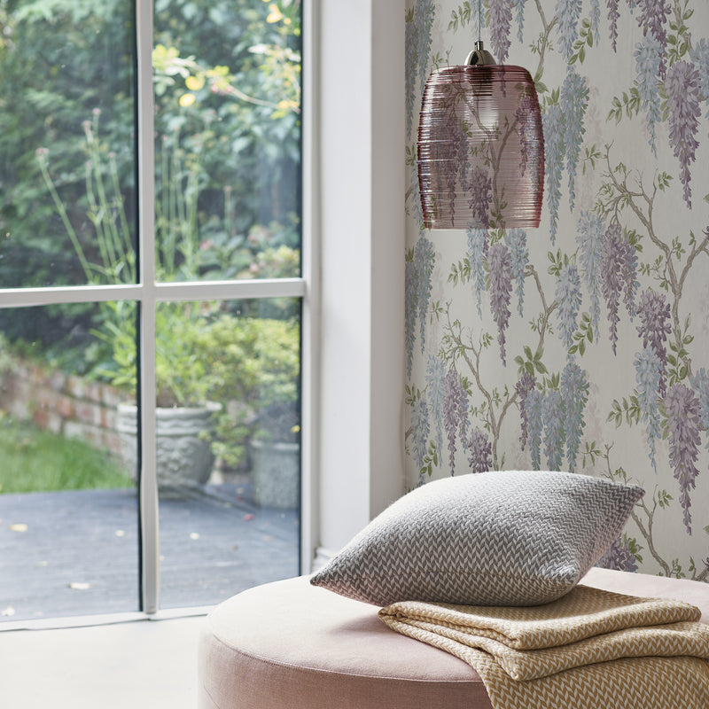 media image for Laura Ashley Wisteria Garden Pale Iris Wallpaper by Graham & Brown 273