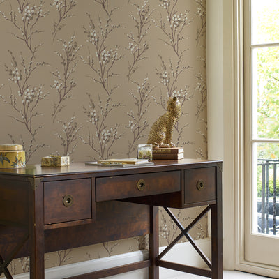 product image for Laura Ashley Pussy Willow Natural Wallpaper by Graham & Brown 90