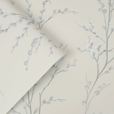 product image for Laura Ashley Pussy Willow Off-White and Steel Wallpaper by Graham & Brown 4