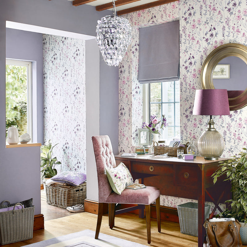 media image for Laura Ashley Wild Meadow Pale Iris Wallpaper by Graham & Brown 275