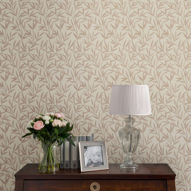 media image for Laura Ashley Willow Leaf Natural Wallpaper by Graham & Brown 260