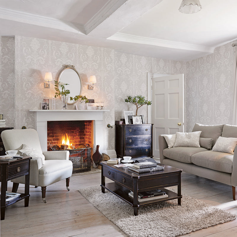 media image for Laura Ashley Josette White and Dove Grey Wallpaper by Graham & Brown 251