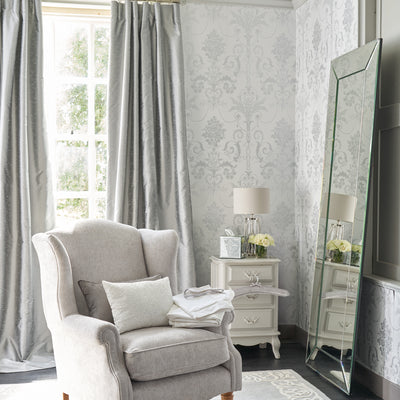 product image for Laura Ashley Josette Metallic Silver Wallpaper by Graham & Brown 57