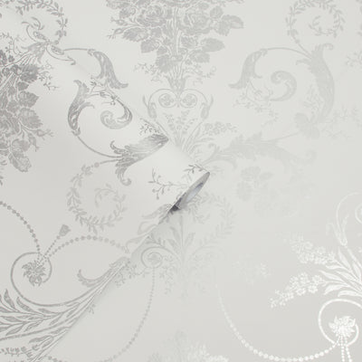 product image for Laura Ashley Josette Metallic Silver Wallpaper by Graham & Brown 19