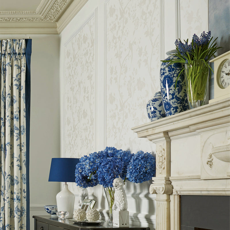 media image for Laura Ashley Oriental Garden Pearlescent White Wallpaper by Graham & Brown 22