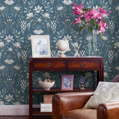 product image for Laura Ashley Parterre Dark Seaspray Wallpaper by Graham & Brown 43