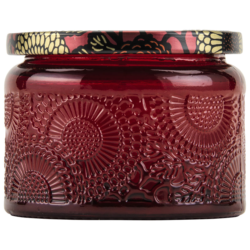 media image for Petite Embossed Glass Jar Candle in Goji Tarocco Orange design by Voluspa 213