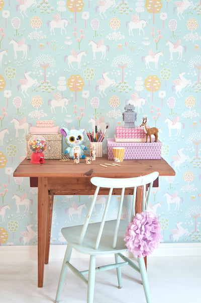 product image for True Unicorns Turquoise Wallpaper by Majvillan 8