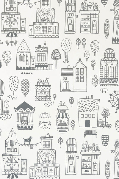 product image for Little Town Black Wallpaper by Majvillan 93