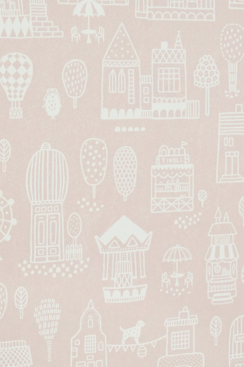 media image for Little Town Pink Wallpaper by Majvillan 299